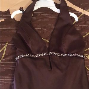Beautiful Brown Prom Dress w/trail and low back